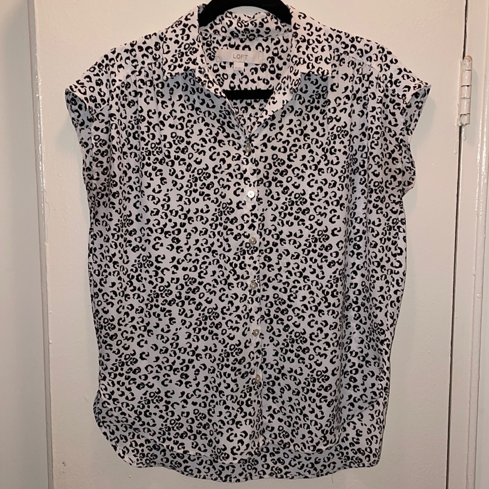 Leopard Print Cap Sleeve Blouse | Loft
